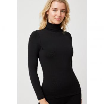 Camiseta térmica de mujer con cuello alto y diseño liso