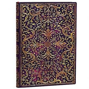 Libreta Flexi Midi Rayada Horizontal Aurelia Paperblanks Dorados y Rojos
