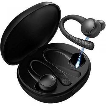 Vimc FB-T7pro Auriculares inalámbricos Bluetooth Deportivos 5.0, IPX5 Impermeable, Sonido Estéreo con Microfono Incorporado Caja de Carga,Negro