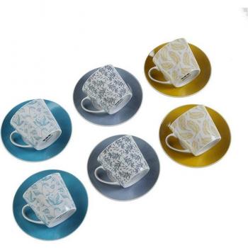 Juego de 6 Tazas de Té Izabela en Porcelana con Diseño Elegante
