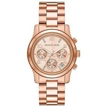 Michael Kors Reloj Runway para mujer, movimiento cronógrafo, caja de acero inoxidable dorado rosa de