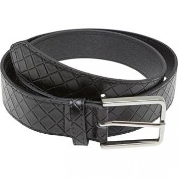 Urban Classics Woven Embossed Black/Silver Synthetic Leather Belt - S/M