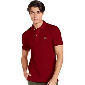 Lacoste Slim Fit Short Sleeve Polo Shirt in Bordeaux Cotton Piqué