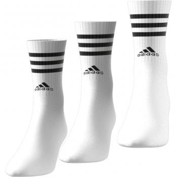 adidas Cushioned 3 Stripe Crew Sock 3 Pack Juniors White/Black 2 - 3.5 unisex