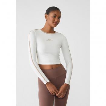 Embroidered Polyamide T-Shirt in Ecru - Size S