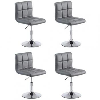 Set de 4 Sillas Lounger Palma en Polipiel Gris, Giratorias y Altura Regulable