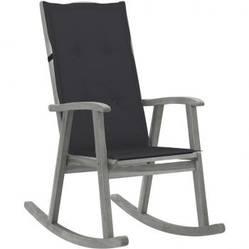 vidaXL Silla mecedora con cojín de madera maciza de acacia