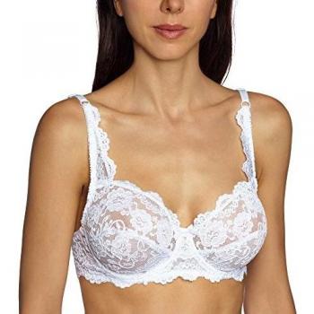 Sujetador con aros Sassa Classic Lace para mujer, talla 90D, color blanco, 90% poliéster y 10% elastano