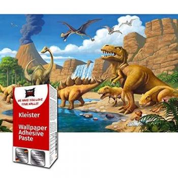 GREAT ART Foto Mural de Mundo Dinosaurio Infantil Decoración Ninos Poster Animales Colores 210 x 140 cm - Papel Pintado 5 Piezas incluye Pasta para pegar