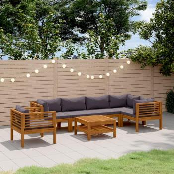 7-Piece Solid Acacia Wood Garden Lounge Set with Cushions