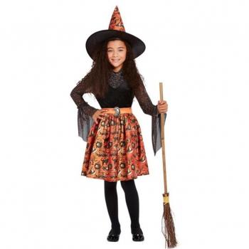 Disfraz de Bruja Vintage Naranja para niña de Smiffy's