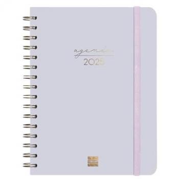 Agenda Finocam ALMA Lila A5 15,5 x 21,2 cm 2025 Espiral Doble Semana Vista Horizontal Multilingüe Español