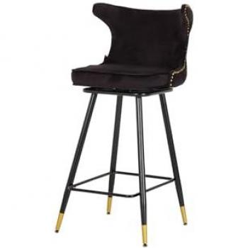 Taburete de Bar Velvet Negro Clinton 46x53x105 cm - Alta Calidad y Estilo Elegante