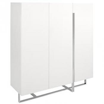 Armario Blanco con Patas de Acero Cromado - 120 x 42 x 135 cm - Madera DM Lacada