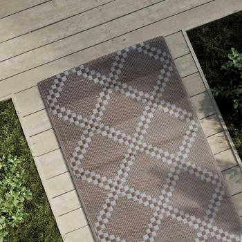 Alfombra de exterior PP marrón 80x250 cm, alfombra al aire libre, diseño cuadrado