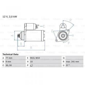 Motor de Arranque Bosch 986018731 - Tipo: Motor de arranque, Marca: Bosch, Número de pieza: 0 986 018 731