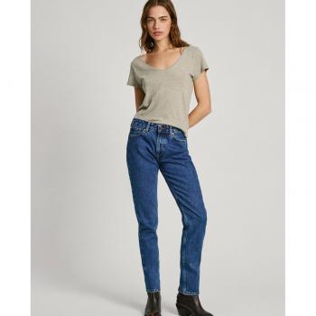 Jeans Pepe Jeans Mujer Recto Tiro Medio Tejido No Elástico Azul Oscuro