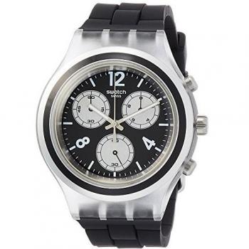 Reloj Hombre Swatch SVCK1004 Negro - Movimiento de cuarzo, caja de plástico negro, correa de silicona negra, resistencia al agua hasta 30 metros, diseño moderno y minimalista