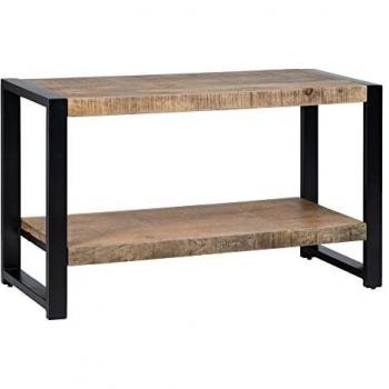 LOLAhome Consola con 1 Estante de Madera Maciza de Mango Natural de 100x40x60 cm