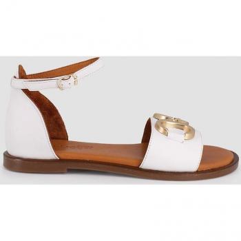 Sandalias planas de mujer de piel en blanco