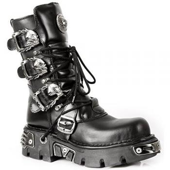 New Rock Unisex Black Gothic Lace-Up Mid-Calf Boots M-391-S1 Size 46