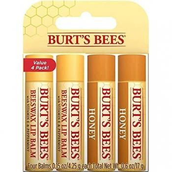Bálsamo Labial Hidratante 100% Natural Burt's Bees con Cera de Abejas y Miel - Paquete de 4