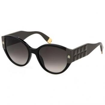 Furla Women's Shiny Black Sunglasses with Smoke Gradient Lenses - Model SFU784, CAT3