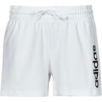 Pantalones cortos Adidas Essentials Linear French Terry para mujer en color blanco y negro, modelo Ic6875