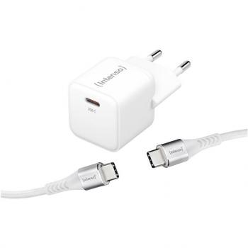 Cargador USB-C Intenso 30W con cable USB-C de 1.5 m, GaN, salida máxima 3A, color blanco
