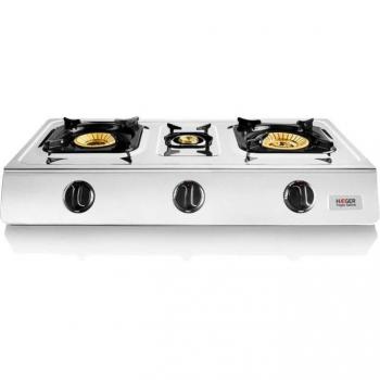 Cocina de Gas Portátil Haeger Safine Triple con 3 Quemadores (110 mm / 90 mm / 40 mm) Acero Inoxidable