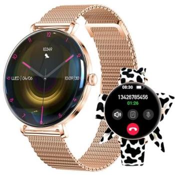 Reloj Inteligente Forever Lucca SB-370 Oro Rosa - Pantalla AMOLED 1,43, Bluetooth v5.3, IP68, Monitor de Frecuencia Cardiaca y Sueño, Correa Moteada