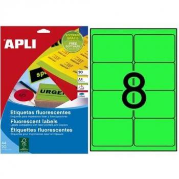 Etiquetas Apli Verde Fluorescente Permanentes 99.1 x 67.7mm 100 Hojas