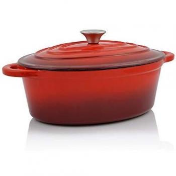 Cocotte de hierro fundido esmaltada roja 4,3 L ovalada