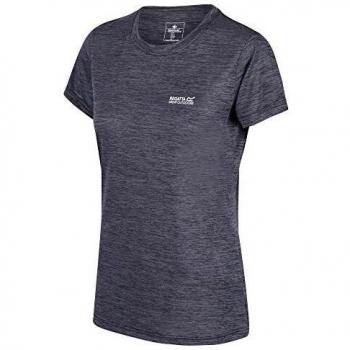 Regatta Fingal V-Camiseta De Deporte De Manga Corta Y Tejido De Secado Rápido con Estampado Gráfico T-Shirts/Polos/Vests, Mujer, Onyx Grey, 14