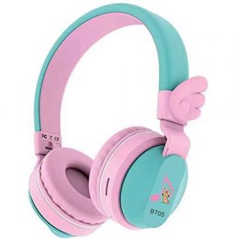 Riwbox BT05 Wings - Auriculares inalámbricos Bluetooth para niños, 85dB/103db, Control de Volumen para niños, Plegables con micrófono/Tarjeta TF Compatible con PC/Escuela/Tableta
