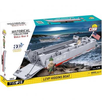 Set de Construcción Histórica COBI 4849 - Barco Higgins LCVP de la Segunda Guerra Mundial, D-Day, Escala 1:35, 715 Piezas y 2 Figuras