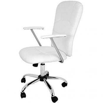 Silla de Oficina Magali en Piel Sintética Color Blanco con Reposabrazos 47x44x109 cm
