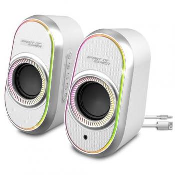 Altavoces Gaming 2.0 Spirit Of Gamer FANATIC 500 RGB - Bluetooth 5.1, Sonido Potente, Compactos, Con Mando a Distancia (Blanco)
