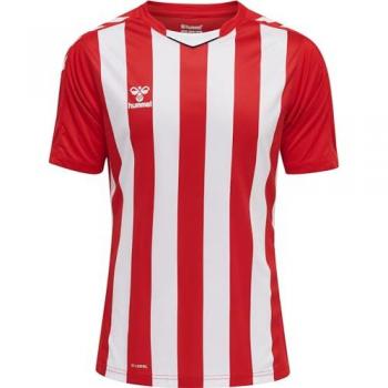 Camiseta Hummel Striped de manga corta roja para hombre, talla 2XL