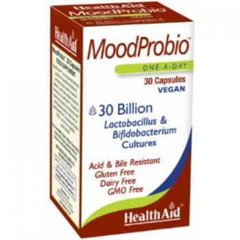 Health Aid MoodProbio - Suplemento Probiótico para Salud Mental y Digestiva, 30 Cápsulas Vegetarianas