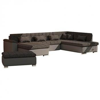 Conjunto de muebles tapizado Comfivo 217 con función de descanso, cuero ecológico y tapiz gris