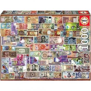 Educa Borras - Genuine Puzzles, Puzzle 1.000 piezas, Billetes del mundo