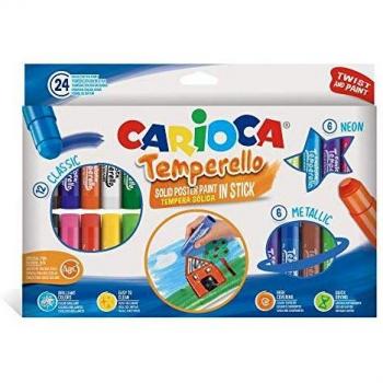 Carioca TEMPERELLO Kit | 43290 - Set Témperas Solidas en Barra, 24 Colores Surtidos y Cubrientes