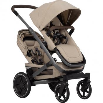 Carrito Gemelar Completo Joolz Geo 3 Sandy Taupe - Carro de bebé gemelar, incluye chasis, dos asientos, capotas extensibles, cesta de almacenamiento grande, manillar ajustable en altura, suspensión en