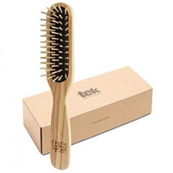 Tek Rectangular Wood Brush for Short Hair - Handmade in Italy, Natural Finish