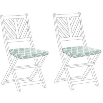 Conjunto de 2 Cojines para Silla de Jardín Verde Menta y Blanco con Patrón Geométrico, Resistente a Rayos UV, 37 x 34 cm