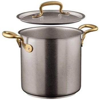 Olla alta Sambonet 1965 Vintage de acero inoxidable mate con tapa, 20 cm, 5.5 L