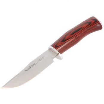 Cuchillo de Caza Muela Braco BRACO-11R con Cachas de Madera Prensada Coral y Tarjeta Multiusos de Regalo