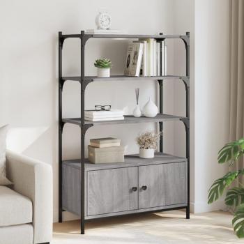 Librería 3 estantes madera ingeniería roble humo 70x30x109,5 cm negra, roble sonoma y roble ahumado - mueble de almacenaje estantería para oficina, estudio y dormitorio