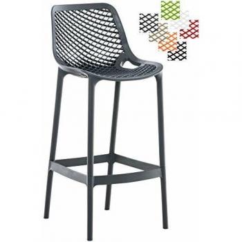 Taburete para exterior con respaldo en plástico gris oscuro